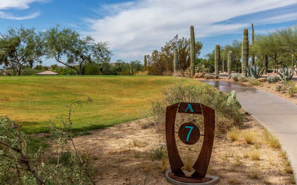 The 7th hole on the Arizona National Golf Club within the Sabino Springs neighborhood