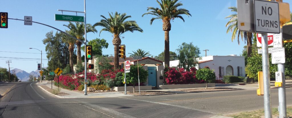 3rd Street Bike Boulevard intersection near the University of Arizona campus