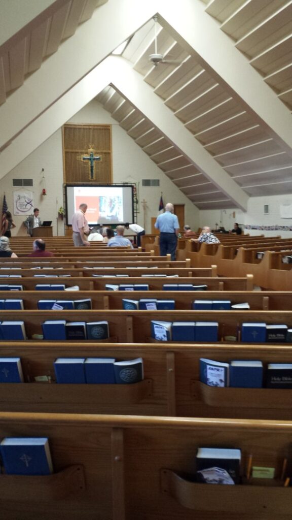 Interior of Faith Lutheran church designed by Art Brown