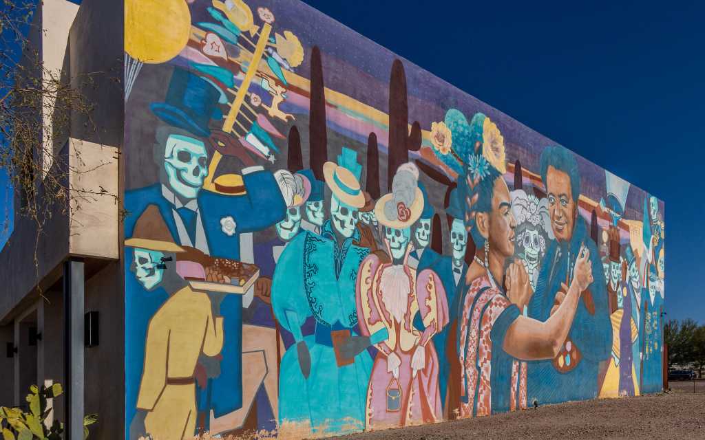 Colorful mural located within the Mercado District in Tucson, Arizona