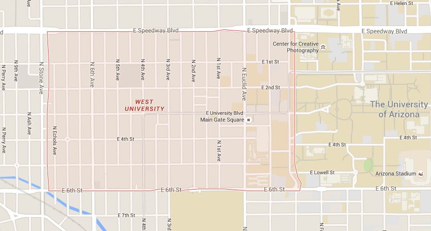 West University Map Tucson