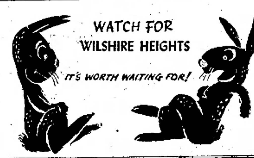 midcentury newspaper ad for Wilshire Heights