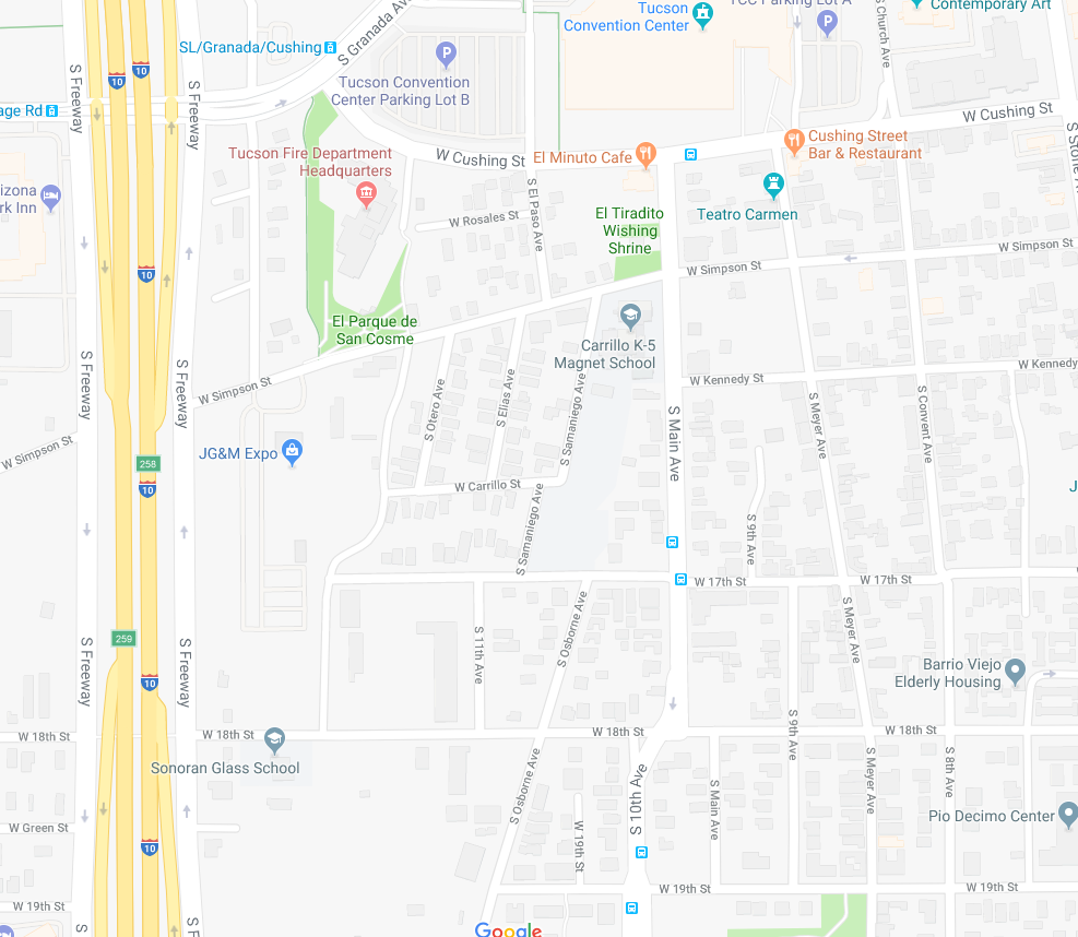 Barrio El Hoyo area map - Tucson, Arizona