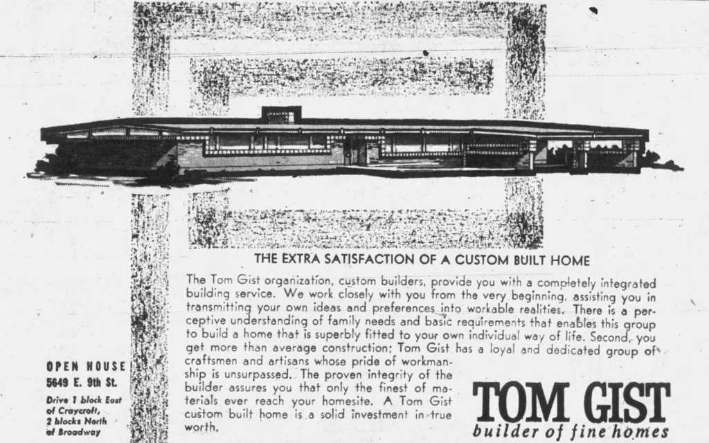 Tom Gist Home Builder Tucson Newspaper advertisement