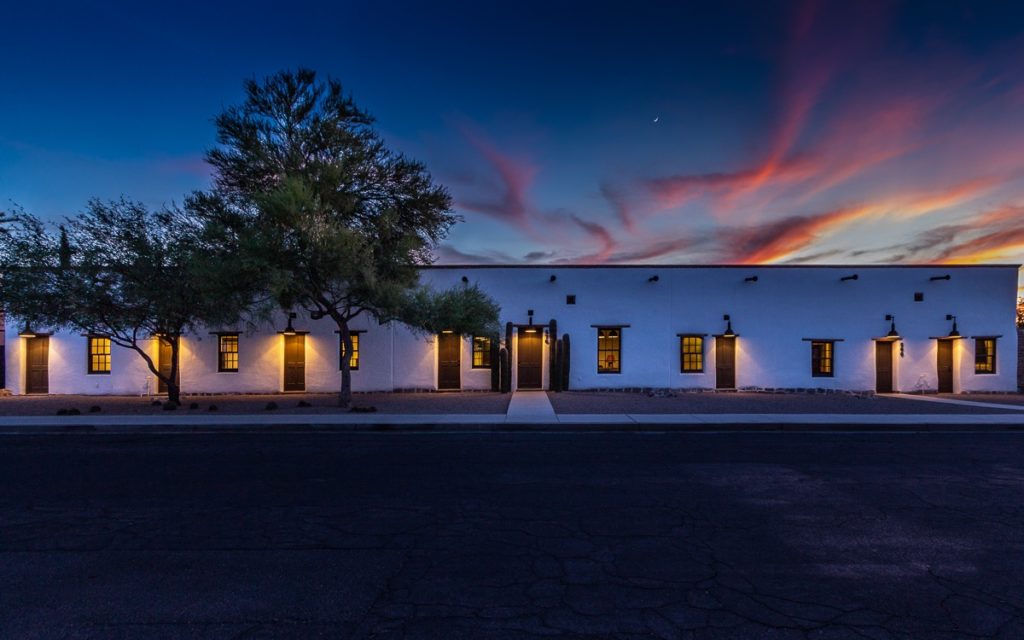 560 S Convent Ave Historic adobe home during a colorful Tucson sunset