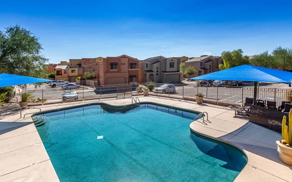 Community pool, spa, gym, clubhouse at River Walk neighborhood