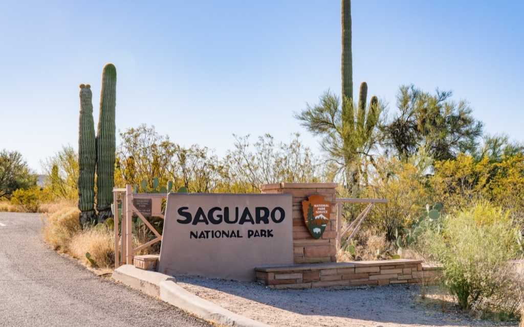 Saguaro National Park entry sign