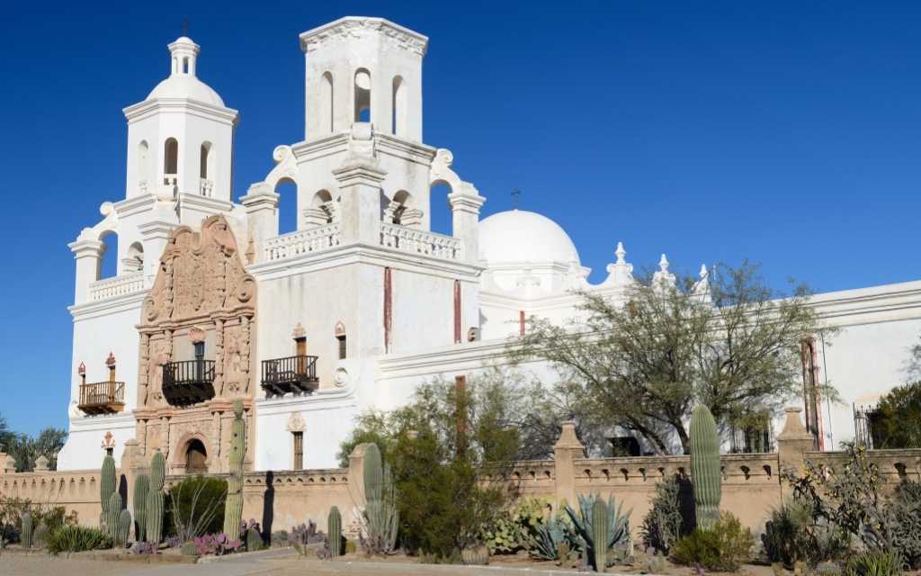 San Xavier del Bac Mission is located on Tohono O'odham land on the southwest part of Tucson.