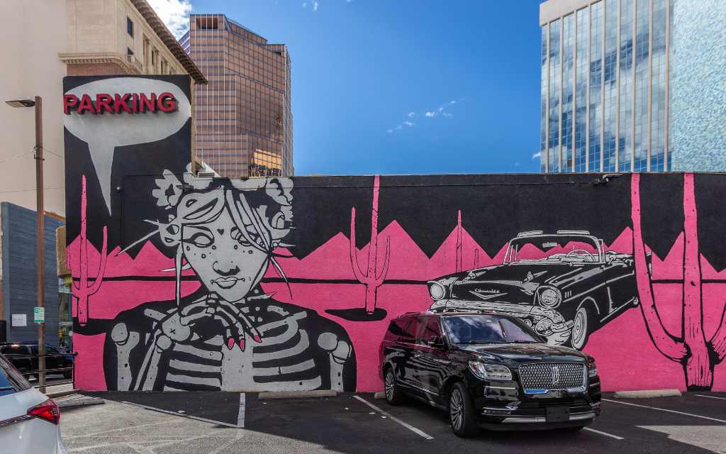 Downtown parking mural by Danny Martin