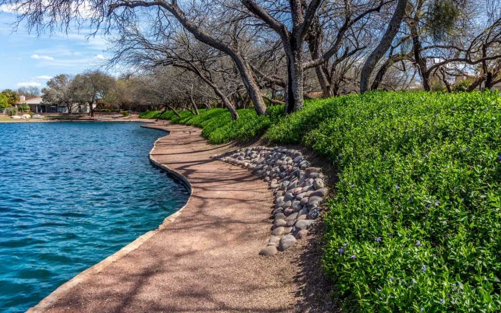 Walking path around the pond at the Hill Farm neighborhood in Tucson Arizona