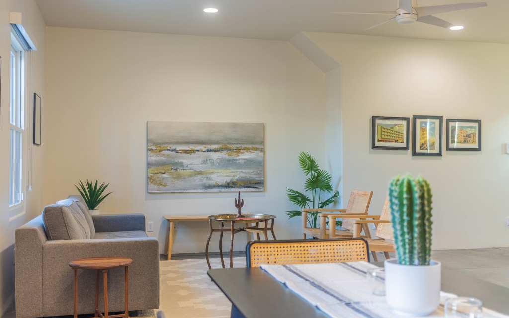 The living room of a home that was staged in Tucson.
