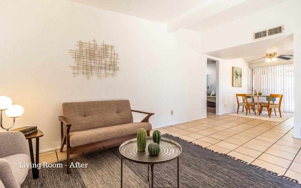 Living room and dining room after light home staging