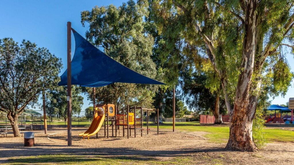 Covered playground at Gollob Park is located close to Longview Estates.