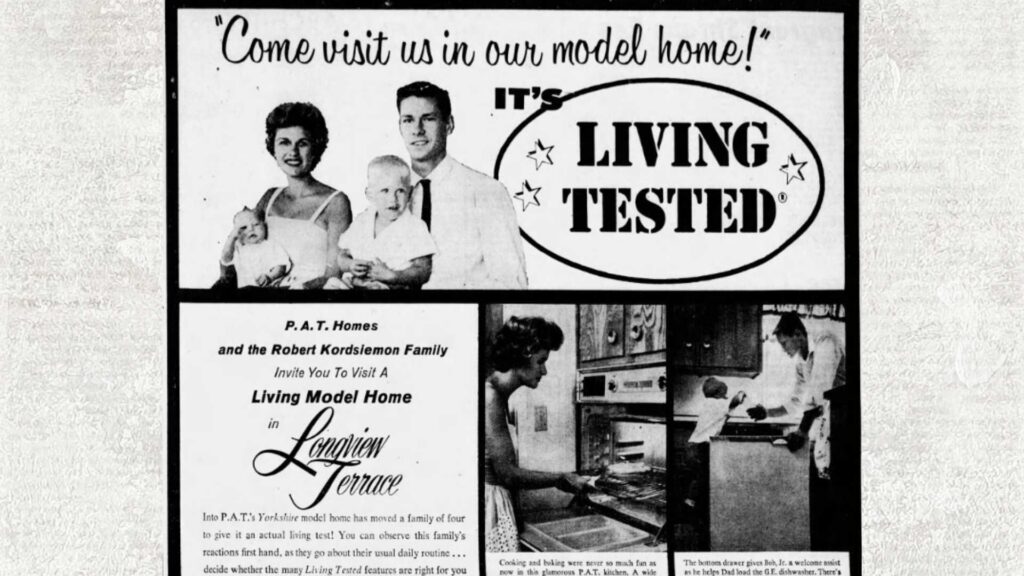 Newspaper advertisement in 1961 featuring a home in the Longview Estates neighborhood.